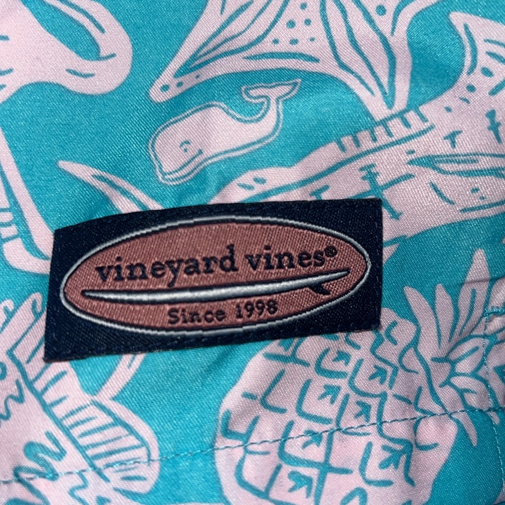 Vineyard Vines Blue & Pink Beach Print Swim Trunks Sz. 2XL